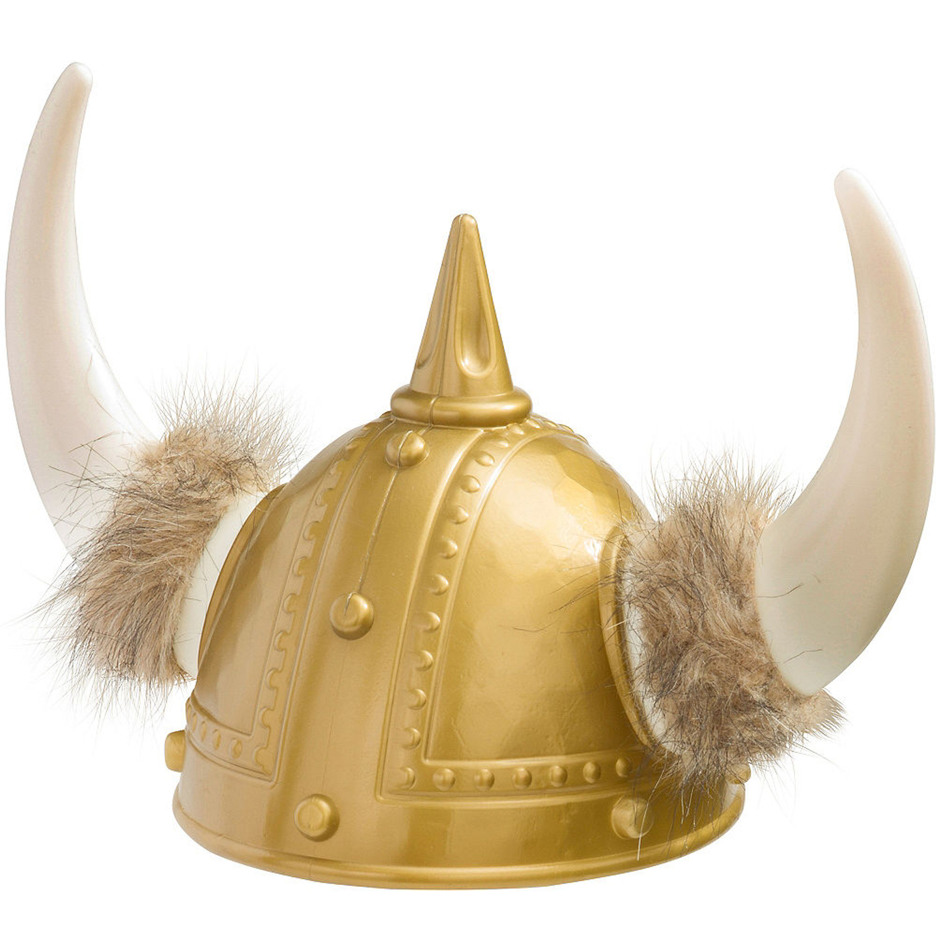 Gold Viking Helmet With Fur And Horns | Vikings | Hats & Headpieces ...