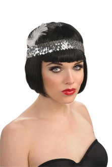 1920s Flapper Girl Headband | Sequins with Feather | Hats & Headpieces