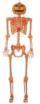 Orange Pumpkin Head Skeleton 60" | Halloween Decorations | Decor