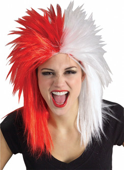 Red and White Canadain Sports Fanatic Wig