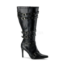 Wide Calf Black Buckled Pirate Costume Boots
