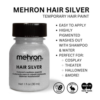 Hair Colorant 1 oz Silver | Mehron | Makeup