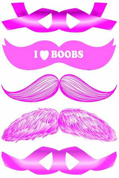 Pink Breast Cancer Moustache Stachetats Tattoos