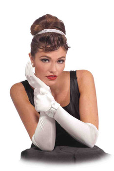 Vintage Hollywood Bow and Buckle Long Gloves in Black or White
