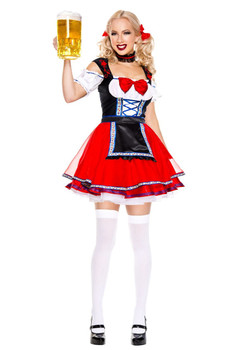Ladies Red Oktoberfest Beer Babe Costume