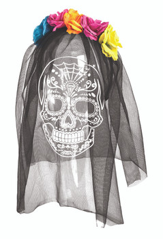 Day Of The Dead Printed Veil