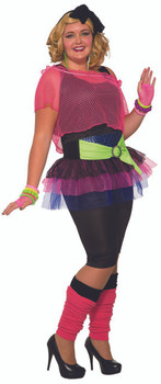 Womens Plus Size 80s Girl Costume