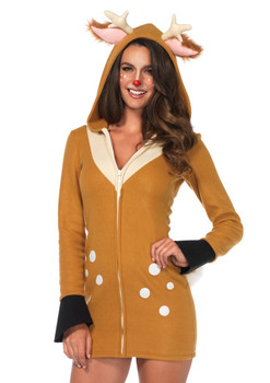 Cozy Fawn Fleece Hoodie Dress Costume - Plus Size