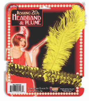 20s Gold Flapper Headband with Plume | 1920s | Hats and Headpieces