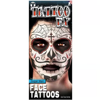 Sugar Man Face Tattoo FX | Day of the Dead | Tinsley | Temporary Tattoos