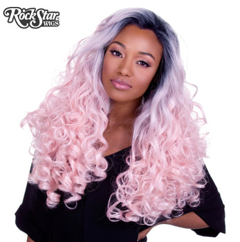 Rockstar Wigs - Lace Front Curly Dark Roots - Powder Pink