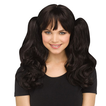 Black 3 Piece Bob Wig with Clip-on Pontails | Character Wigs | Wigs and Hair Pieces
