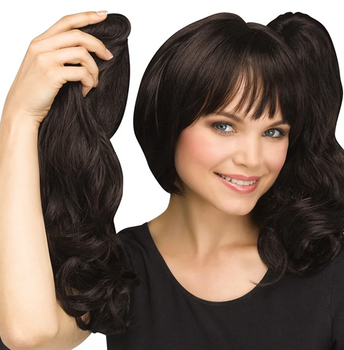 Black 3 Piece Bob Wig with Clip-on Pontails | Character Wigs | Wigs and Hair Pieces