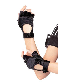 Black Fingerless Motorcycle Gloves | 1980s | Accessories