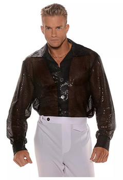 70s Black Disco Sequin Shirt | 1970s | Costume Pieces