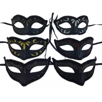 Black Lace Trim Glitter Ornate Design Masquerade Mask | Venetian and Masquerade Masks