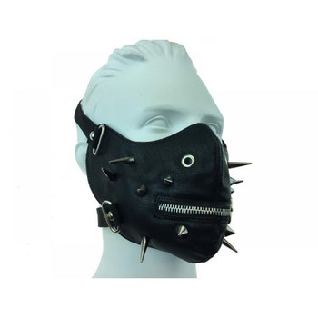 Spike and Zip Leather Face Mask | Masquerade | Accessories