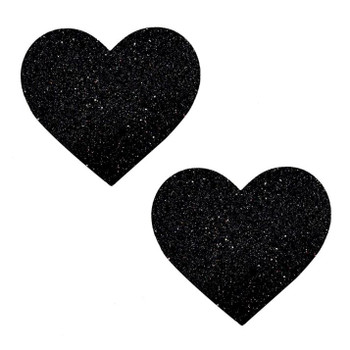 Neva Nude Black Malice Glitter Heart Pasties | Festivals | Applications and Prosthetics