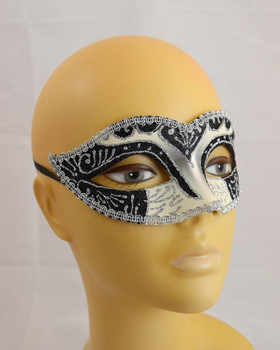Elegant Ivory Black Glitter Masquerade Mask | Venetian and Masquerade Masks