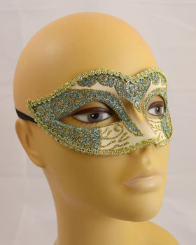 Elegant Ivory Light Blue Glitter Masquerade Mask | Venetian and Masquerade Masks