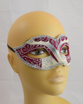 Elegant Ivory Red Glitter Masquerade Mask | Venetian and Masquerade Masks