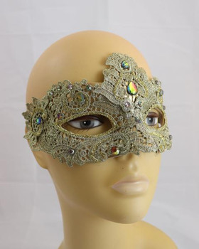 Elegant Lace and Gem Mask Gold | Masquerade | Costume And Theatrical Masks