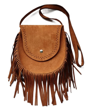 Leatherlike 60s Fringe Hippie Pouch | 1960s | Accessories