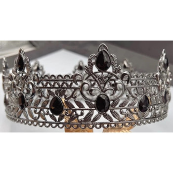 Pewter Crown with Black Gems | Crowns and Tiaras | Crowns and Tiaras