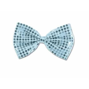 Silver Sequin Elastic Large Bow Tie | Costume Accessories | Accessories