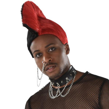 9s0 Mohawk Punk Black and Red Wig | 1990s | Wigs and Hair Pieces
