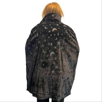 Moon and Star Velour Witch Cape Black | Halloween | Costume Pieces