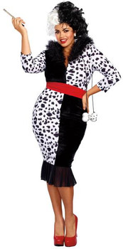101 Dalmatians Diva Cruella Plus Size Costume | 101 Dalmatians | Womens Costumes