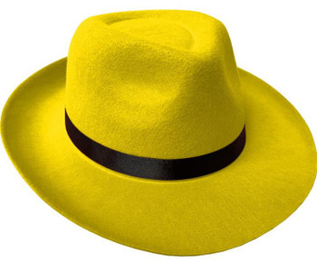 Yellow Gangster Fedora Hat | Gangster Hats | Hats and Headpieces