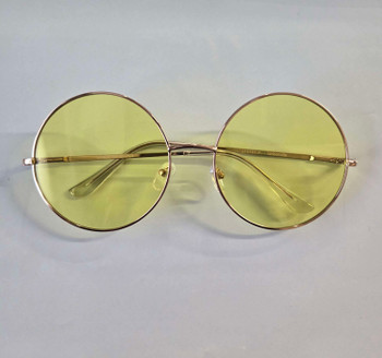 Janis 70s Large Round Frames Sunglasses Yellow | Glasses and Sunglasses