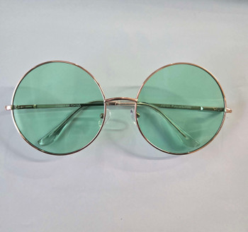 Janis 70s Large Round Frames Sunglasses Green | Glasses and Sunglasses