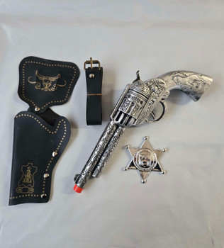 Silver Cowboy Gun with Holster and Badge | Western | Play Weapons | Accessories