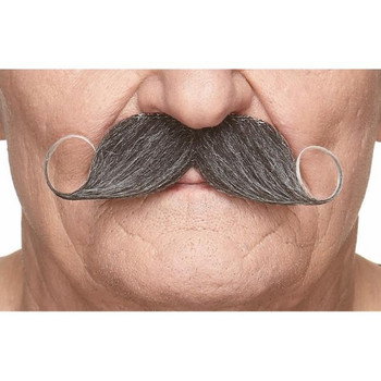 Curled Gentleman Mustache Salt and Pepper | European Moustaches | Applications and Prosthetics