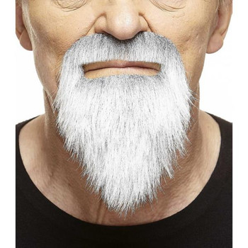 Long Straight Facial Hair | Grey and White | European Moustaches | Applications and Prosthetics