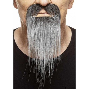 Long Straight Facial Hair | Salt and Pepper | European Moustaches | Applications and Prosthetics