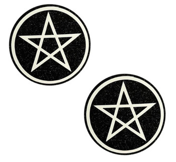 Neva Nude Wicca Black Glitter Pasties | Festivals | Applications and Prosthetics