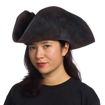 Leatherlike Weathered Pirate Hat Black | Pirates | Hats and Headpieces