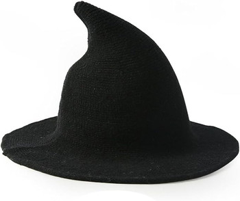 Knitted Modern Salem Witch Hat Black | Witch Hats | Hats and Headpieces