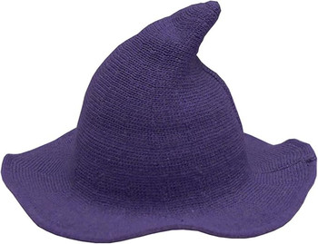 Knitted Modern Salem Witch Hat Purple | Witch Hats | Hats and Headpieces
