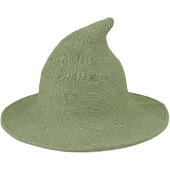 Knitted Modern Salem Witch Hat Green | Witch Hats | Hats and Headpieces
