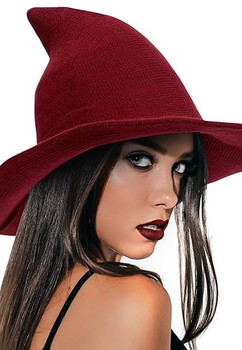 Knitted Modern Salem Witch Hat Red | Witch Hats | Hats and Headpieces