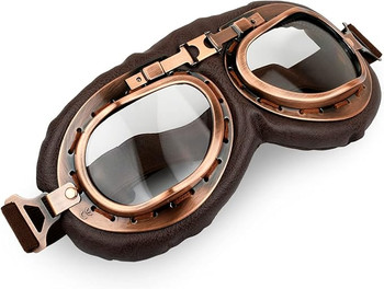 Brown Leatherlike Aviator Goggles | Steampunk | Glasses and Sunglasses