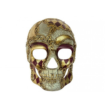 Gold & Purple Cracked Mosaic Skull Mask | Costume and Theatrical Masks