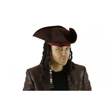 Brown Aged Pirate Hat with Dreads | Pirates | Hats and Headpieces