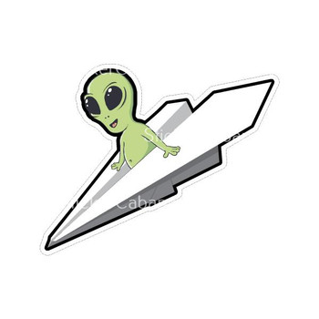 Alien On A Paper Airplane | Sticker Cabana | Vinyl Stickers
