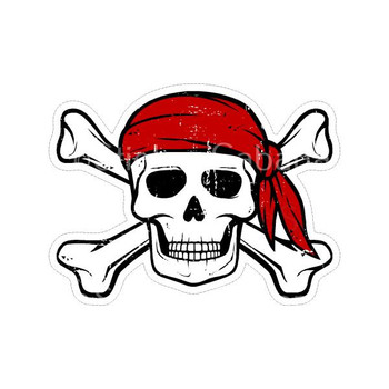 Pirate Skull Red Headband | Sticker Cabana | Vinyl Stickers